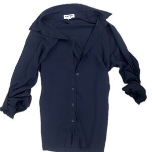 Express Navy Button-Up Shirt from EXPESS